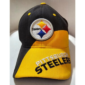 NFL Reebok Pittsburgh Steelers Strapback Hat Cap Black & Yellow Bill Design Logo
